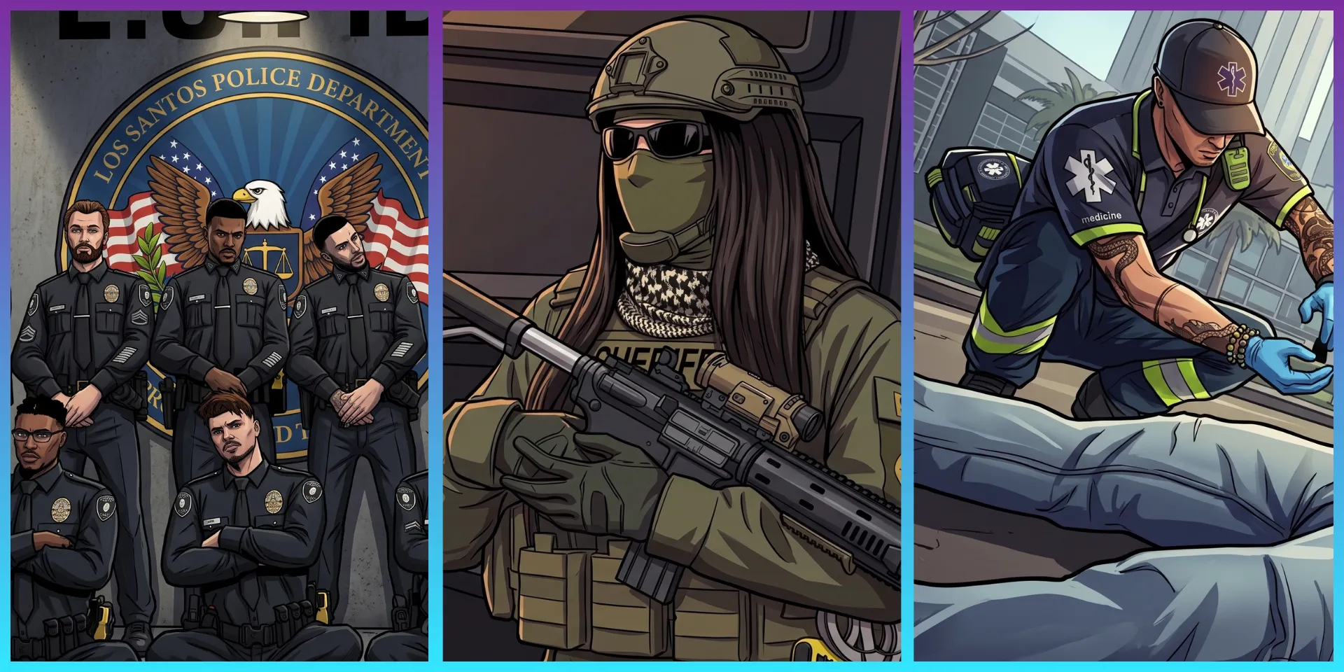 Agentes del LSPD, del Sheriff y del EMS de ClickSenseRP